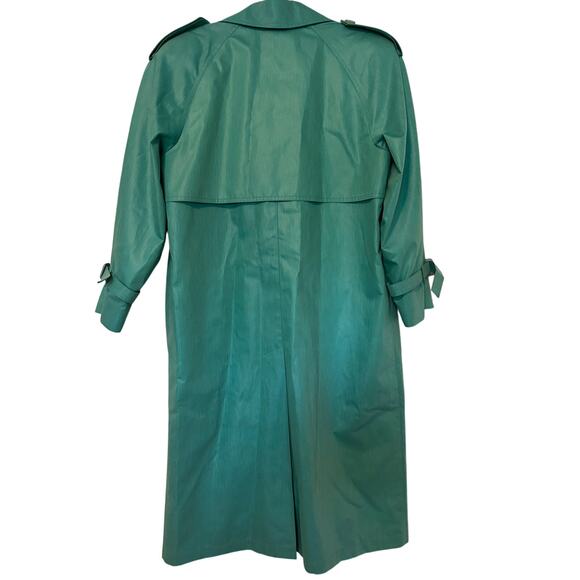 London Fog double breasted beautiful blue/green light weight trench/rain coat 8P - Picture 2 of 9